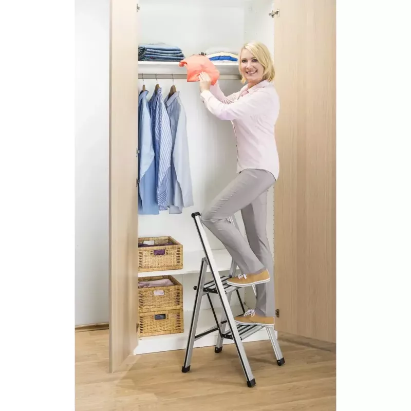 Huishoudtrap Wenko 601011100 aluminium design opvouwbare trap met treden 2 treden