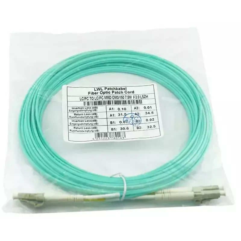 Glasvezelkabel BlueOptics AJ833A 0,5 m LC OM3 Aqua