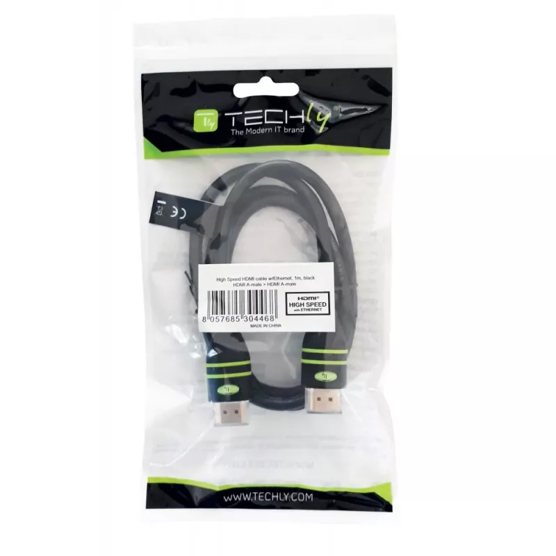 Techly 0,5 m high-speed-HDMI-kabel met ethernet A/A M/M zwart ICOC HDMI-4-005