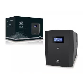 Conceptronic ZEUS 2200VA 1320W UPS, IEC + Schuko-stopcontact, line-interactive, 2,2 kVA, 1320 W, 220 V, 240 V, 220 V