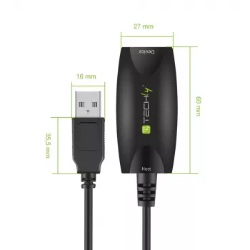 Techly SuperSpeed USB3.0 actieve verlengkabel 5m zwart ICUR3050