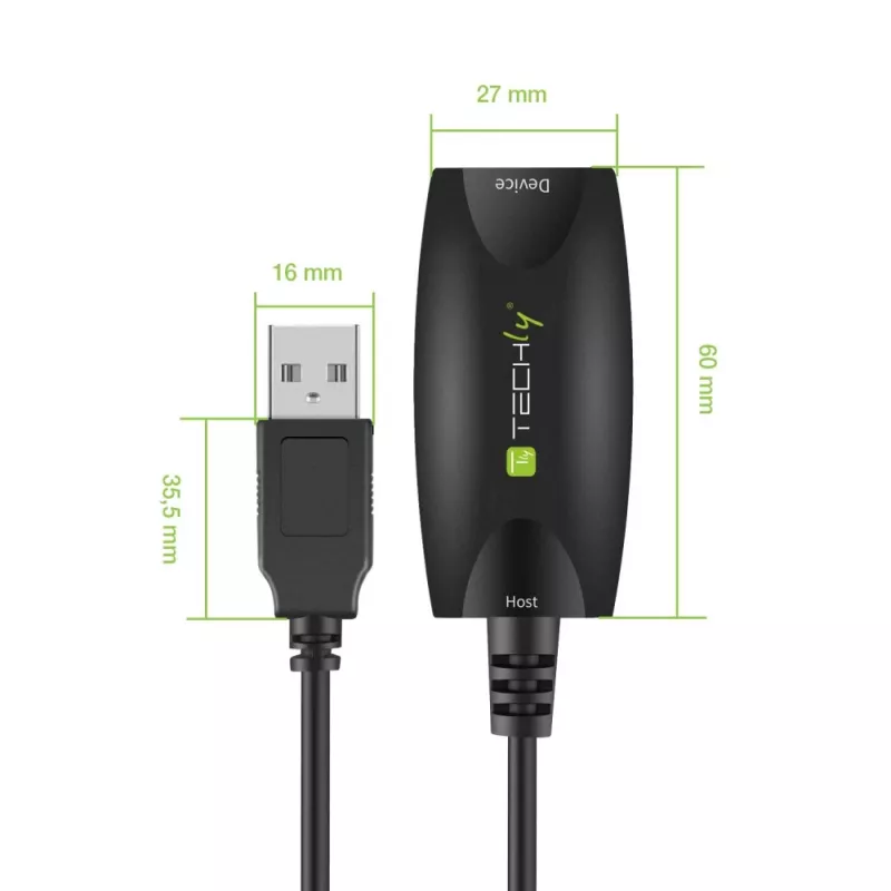 Techly SuperSpeed USB3.0 actieve verlengkabel 5m zwart ICUR3050