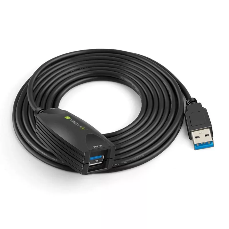 Techly SuperSpeed USB3.0 actieve verlengkabel 5m zwart ICUR3050