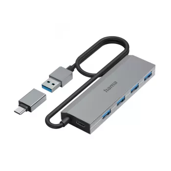 Hama 00200138 interface-hub USB 3.2 Gen 1 (3.1 Gen 1) Type-A + Type-C 5000 Mbit/s antraciet, grijs