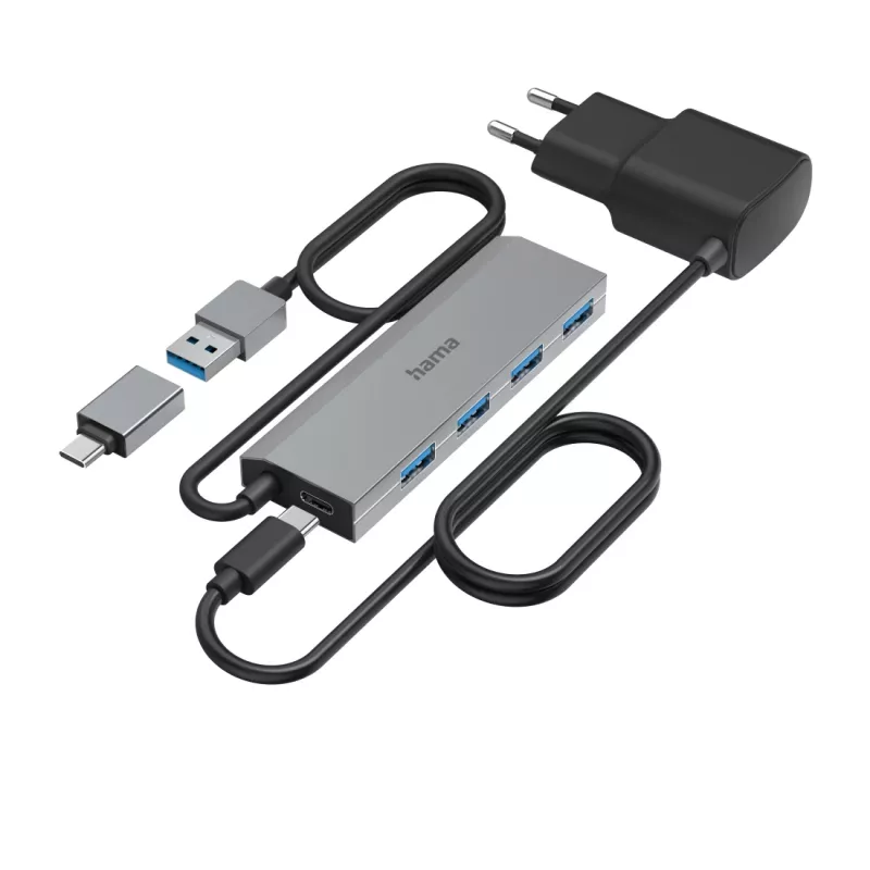Hama 00200138 interface-hub USB 3.2 Gen 1 (3.1 Gen 1) Type-A + Type-C 5000 Mbit/s antraciet, grijs