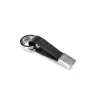 Sleutelhanger TROIKA TWISTER zwart zilver leer metaal 16mm 9mm