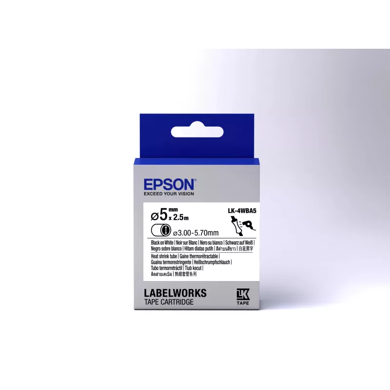 Epson labelcartridge Heat Shrink Tube (HST) LK-4WBA5 zwart/wit D5mm (2,5m)
