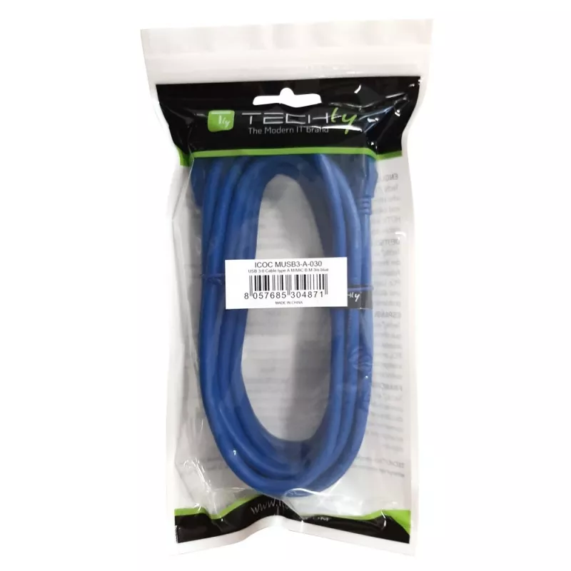 Techly USB 3.0 Superspeed kabel A / Micro B 2m blauw ICOC MUSB3-A-020