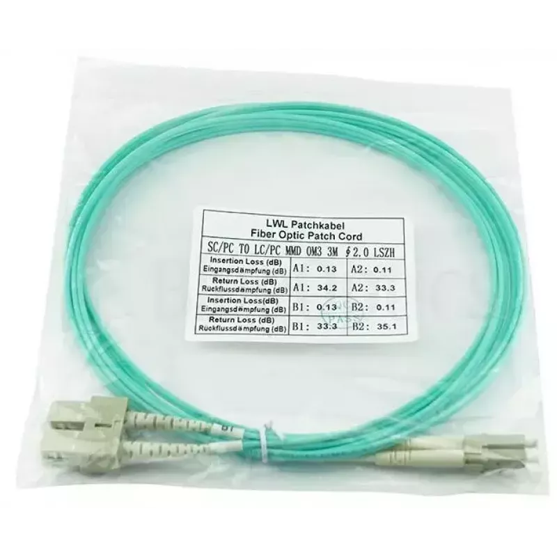 BlueOptics LC-SC multimode OM3 duplex glasvezel patchkabel, LC-UPC/SC-UPC, 1 m, beige (compatibel met Corning 055702K512000001M)