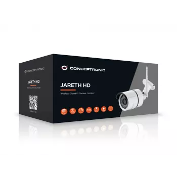 Conceptronic JARETH HD draadloze cloud IP-camera, buiten, IP-bewakingscamera, buiten, bedraad & draadloos, extern, plafond/muur, wit