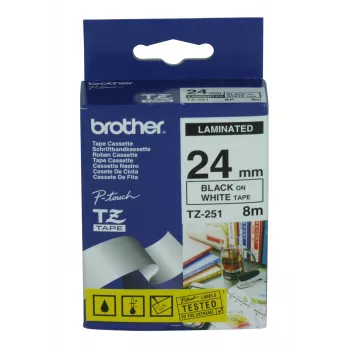 Labelband Brother TZ-251 zwart 8 m 2,4 cm
