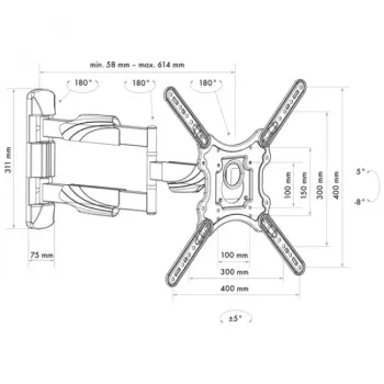 Tv-wandbeugel Schwaiger LWH35535 513 zwart