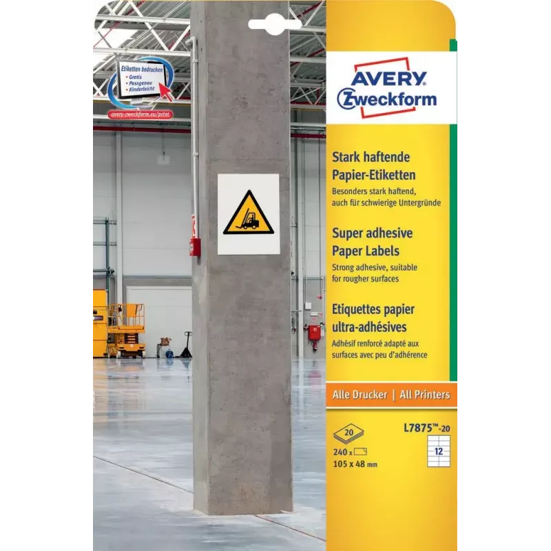 Zelfklevend etiket rechthoek Avery L7875-20