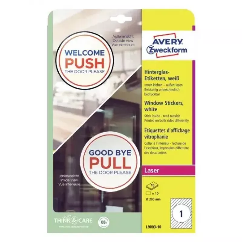 Avery raamsticker Avery L9003-10 zelfklevend wit A4 10 stuks