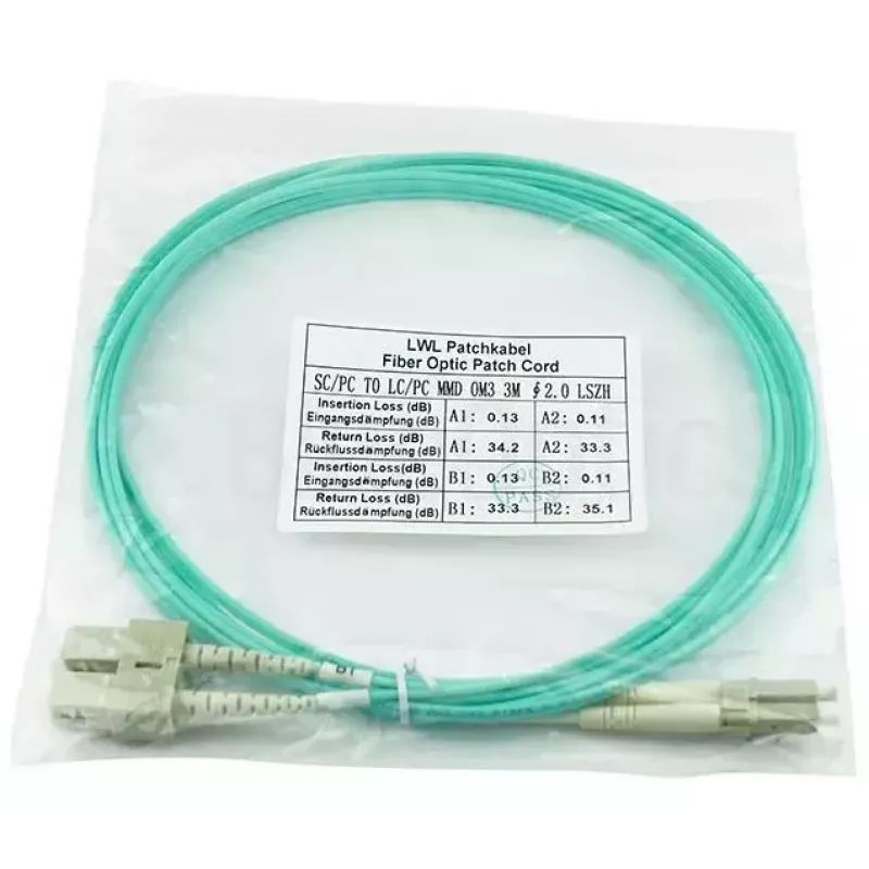 BlueOptics LC-SC multimode OM3 duplex glasvezel patchkabel, LC-UPC/SC-UPC, 2 m, beige (compatibel met Corning 055702K512000002M)