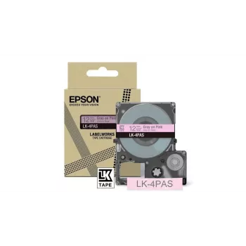 Labeltape Epson LK-4PAS grijs roze thermotransfer 1,2 cm