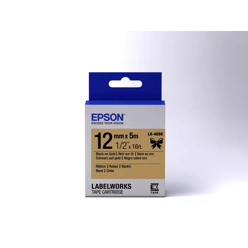 Epson labelcartridge satin ribbon LK-4KBK zwart/goud 12mm (5m)