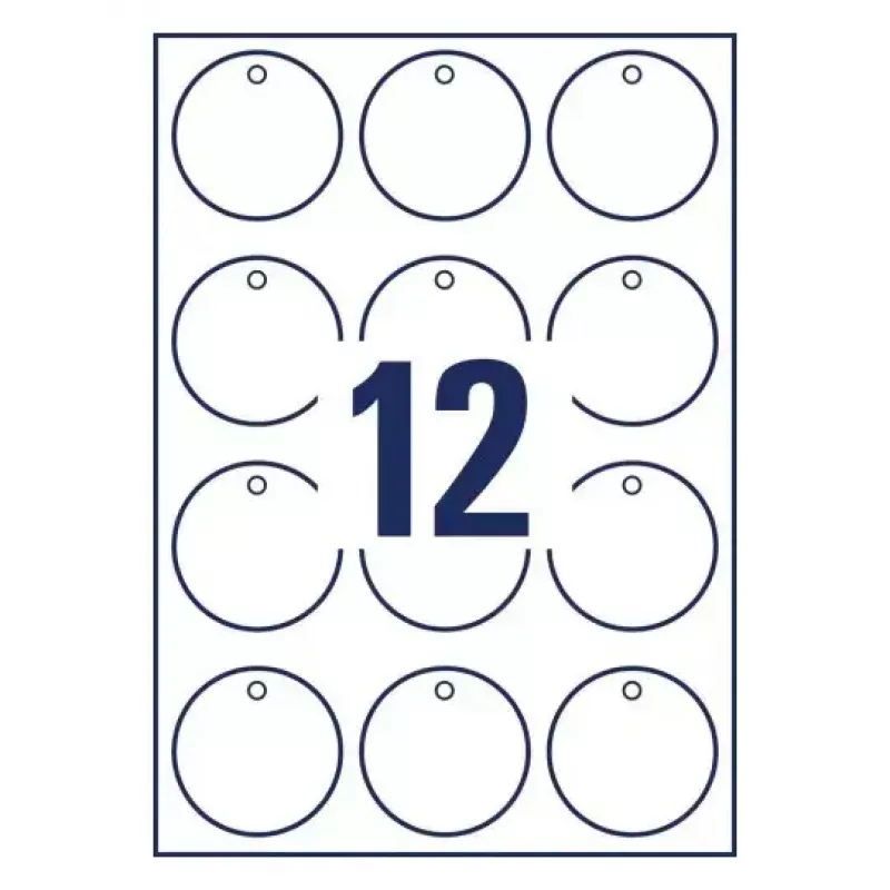 Niet-klevend etiket Avery T2004-10 120 stuks wit rond 6 cm
