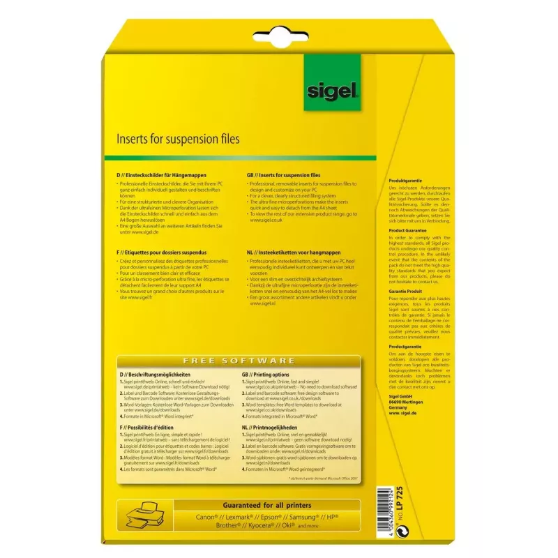 Niet-klevend printeretiket Sigel LP725