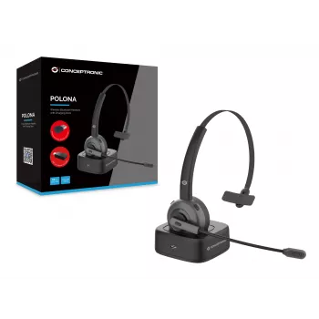 Conceptronic POLONA Draadloze Bluetooth-headset met laadstation & Bluetooth-USB-audioadapter