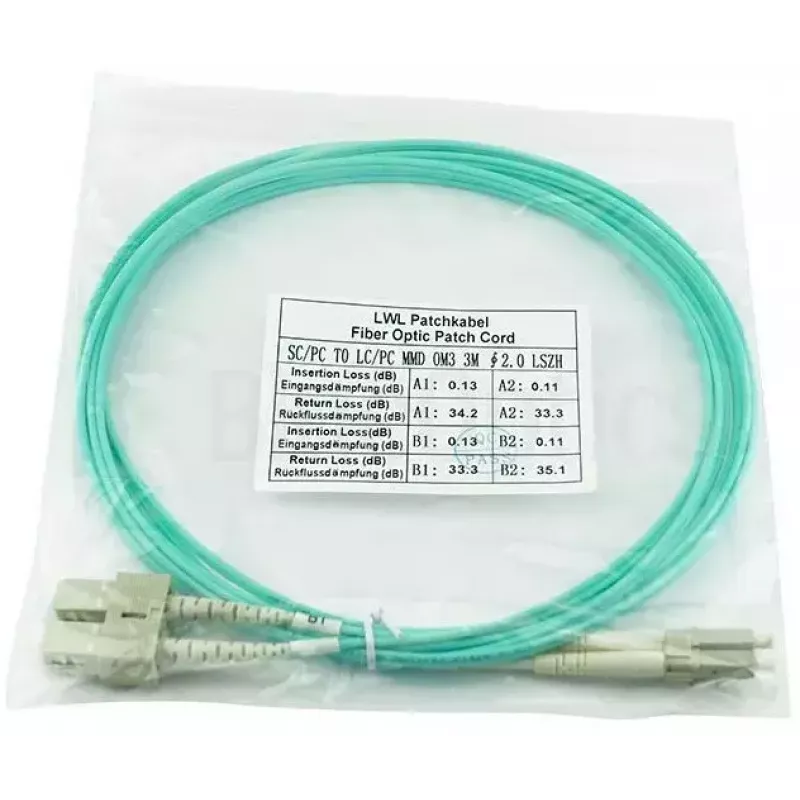 BlueOptics LC-SC multimode OM3 duplex glasvezel patchkabel, LC-UPC/SC-UPC, 5 m, beige (compatibel met Corning 055702K512000005M)