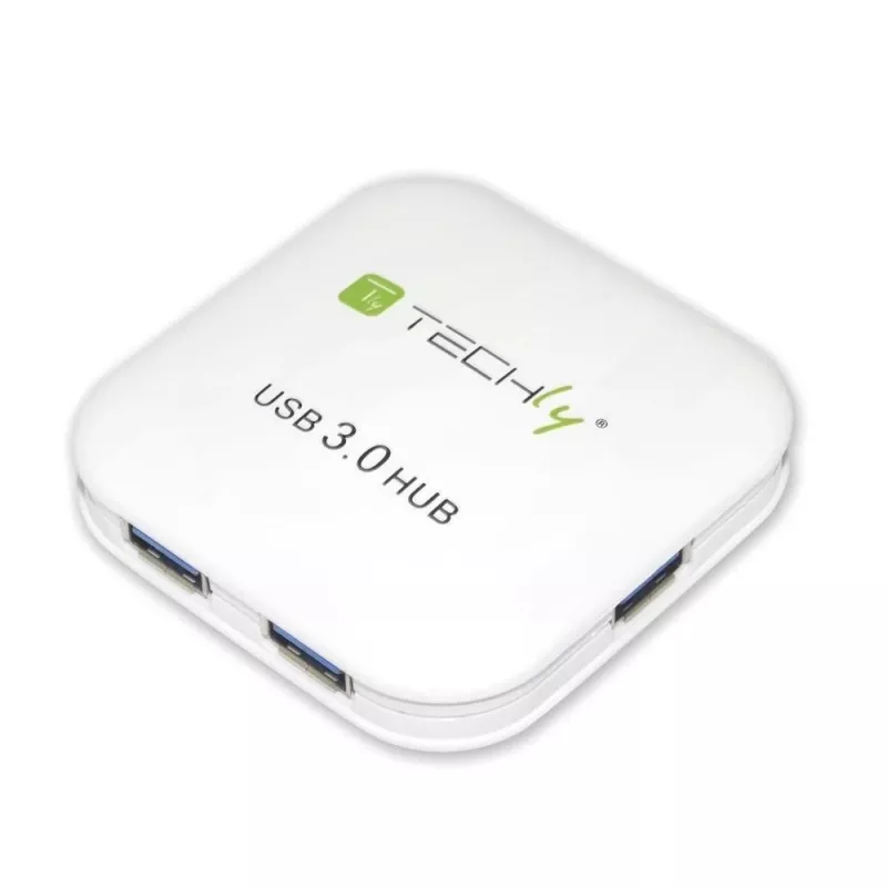 Techly USB 3.0 Super Speed hub 4 poorten wit IUSB3-HUB4-WH, USB 3.2 Gen 1 (3.1 Gen 1) Type-A, 5000 Mbit/s, wit, 0,8 m, CE, RoHS, USB 2.0 USB 1.1