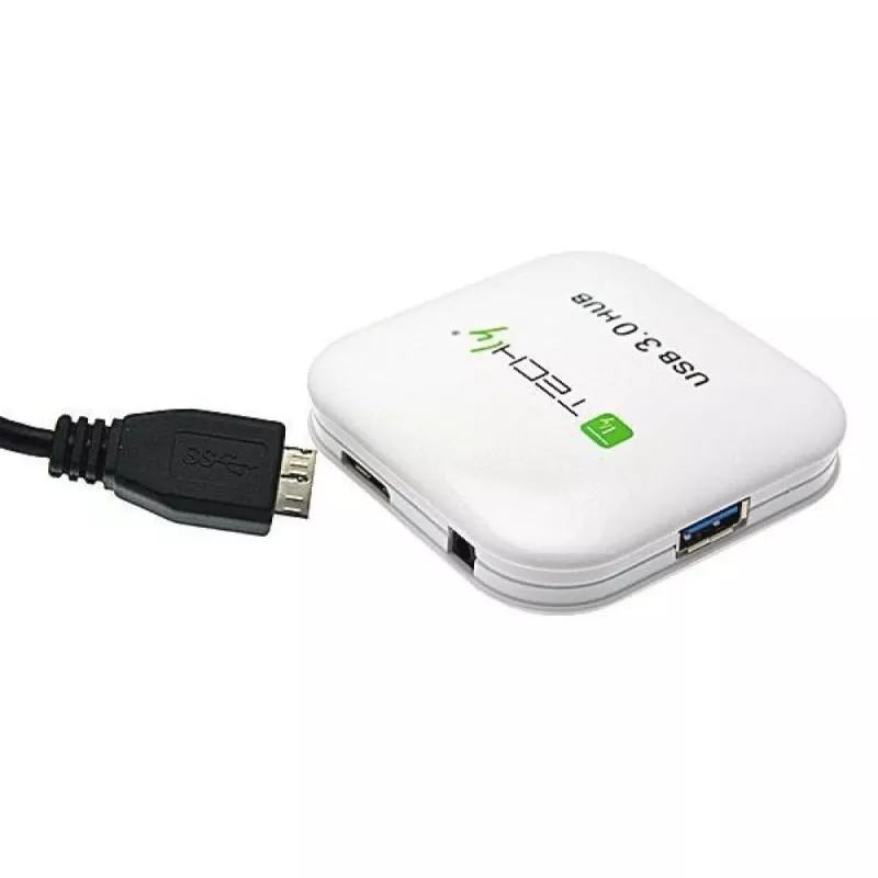 Techly USB 3.0 Super Speed hub 4 poorten wit IUSB3-HUB4-WH, USB 3.2 Gen 1 (3.1 Gen 1) Type-A, 5000 Mbit/s, wit, 0,8 m, CE, RoHS, USB 2.0 USB 1.1