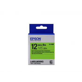 Epson labelcartridge Fluorescent LK-4GBF zwart/groen 12mm (9m)