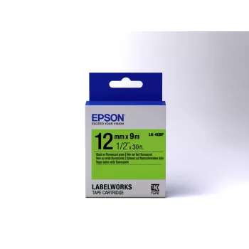 Epson labelcartridge Fluorescent LK-4GBF zwart/groen 12mm (9m)