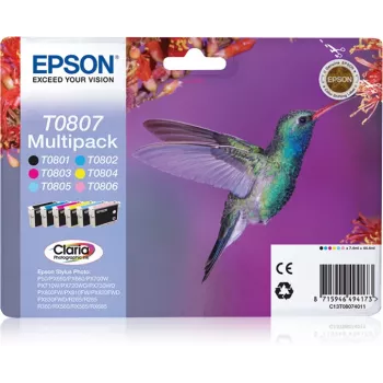 Epson Hummingbird multiverpakking 6-kleuren T0807 Claria Photo-inkt