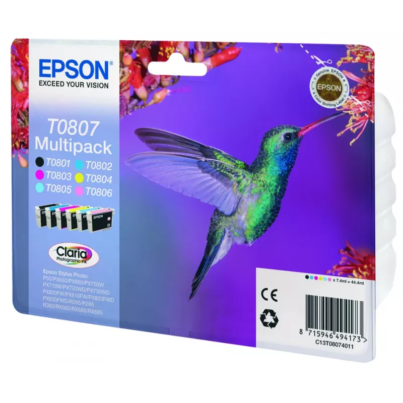 Epson Hummingbird multiverpakking 6-kleuren T0807 Claria Photo-inkt