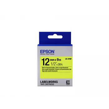 Epson labelcartridge Fluorescent LK-4YBF zwart/geel 12mm (9m)