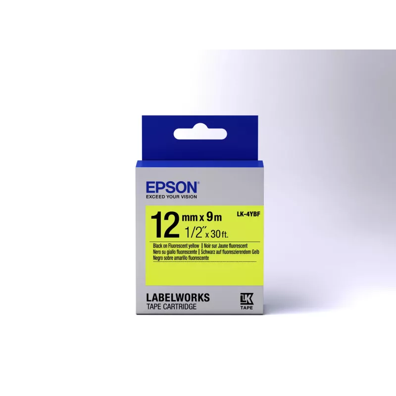 Epson labelcartridge Fluorescent LK-4YBF zwart/geel 12mm (9m)