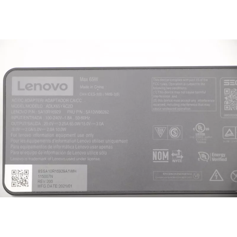 Lenovo 5A10W86262 voeding indoor 65 W zwart