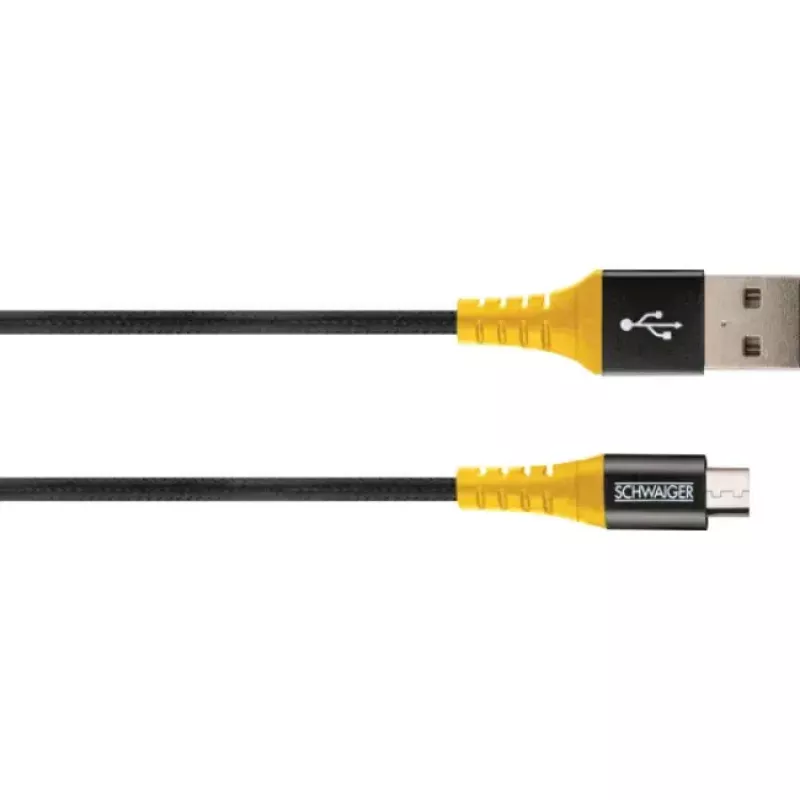 USB-kabel Schwaiger WKUM10 511 1,2 m USB-A Micro-USB B zwart geel