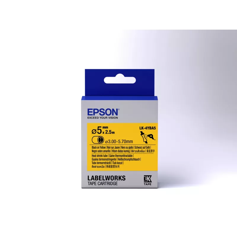 Epson labelcassette warmtekrimpkous (HST) LK-4YBA5 zwart/geel D5mm (2,5m)