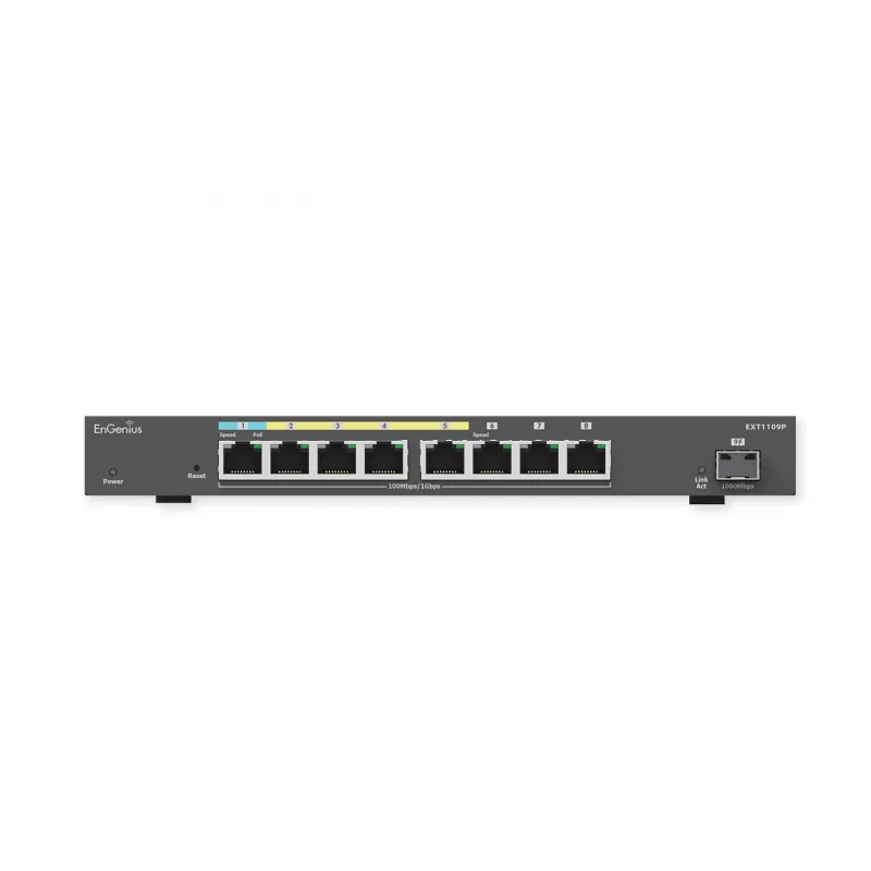 EnGenius Managed Switch Extender, intelligent, 9-poorts GbE, af/at/bt, PoE-vermogen afhankelijk van de PD-poortvoeding