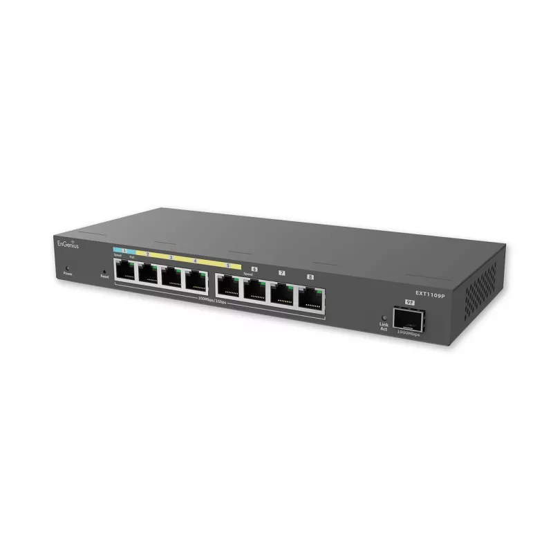 EnGenius Managed Switch Extender, intelligent, 9-poorts GbE, af/at/bt, PoE-vermogen afhankelijk van de PD-poortvoeding