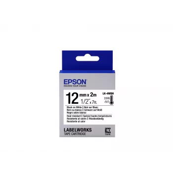 Epson etikettencassette hittebestendig LK-4WBH zwart/wit 12mm (2m)