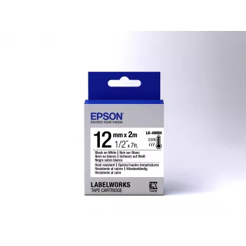 Epson etikettencassette hittebestendig LK-4WBH zwart/wit 12mm (2m)