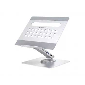 Conceptronic DONN27G, laptopstandaard, zilver, aluminium, 360°, USB 3.2 Gen 1 (3.1 Gen 1) Type-C, 5000 Mbit/s