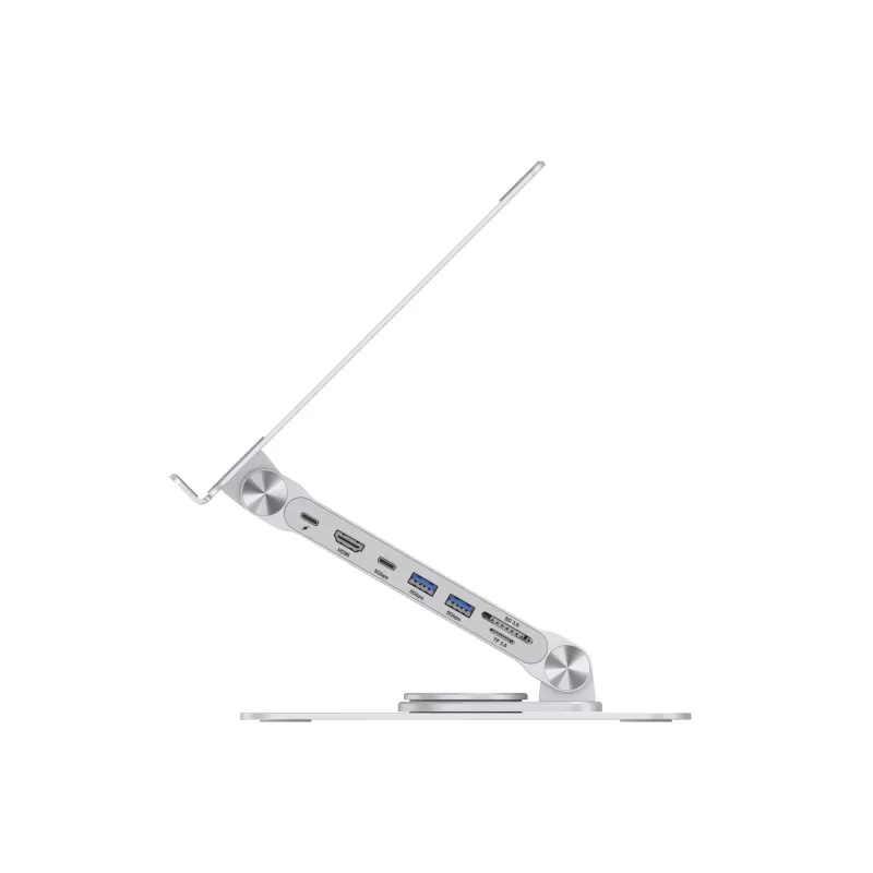 Conceptronic DONN27G, laptopstandaard, zilver, aluminium, 360°, USB 3.2 Gen 1 (3.1 Gen 1) Type-C, 5000 Mbit/s