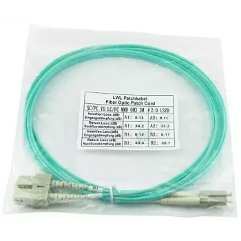 BlueOptics LC-SC multimode OM3 duplex glasvezel patchkabel, LC-UPC/SC-UPC, 10 m, beige (compatibel met Corning 055702T512000010M)
