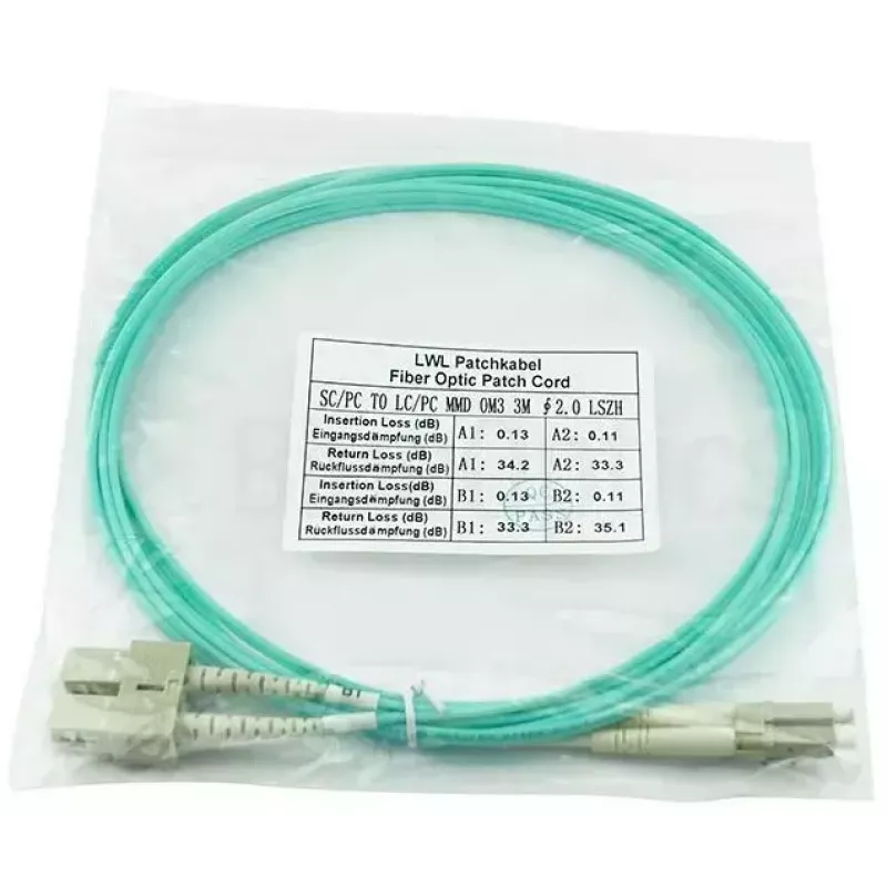 BlueOptics LC-SC multimode OM3 duplex glasvezel patchkabel, LC-UPC/SC-UPC, 10 m, beige (compatibel met Corning 055702T512000010M)