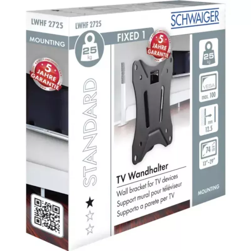 Wandhouder Schwaiger LWHF2725 513 zwart