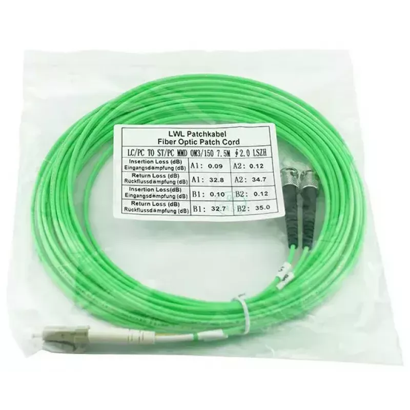 Glasvezelkabel BlueOptics SFP3133GU0.5MK LC ST OM5 0,5 m limoen
