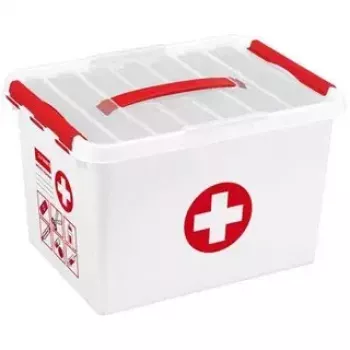 Opbergbox Sunware Q-line rechthoekig rood wit