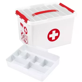 Opbergbox Sunware Q-line rechthoekig rood wit