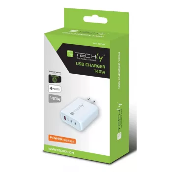 Techly IPW-PD140W-WH mobiele oplader powerbank, smartphone, tablet, universeel wit AC snelladen binnen