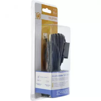Kabel RJ-11 Schwaiger 10m TAE-N zwart